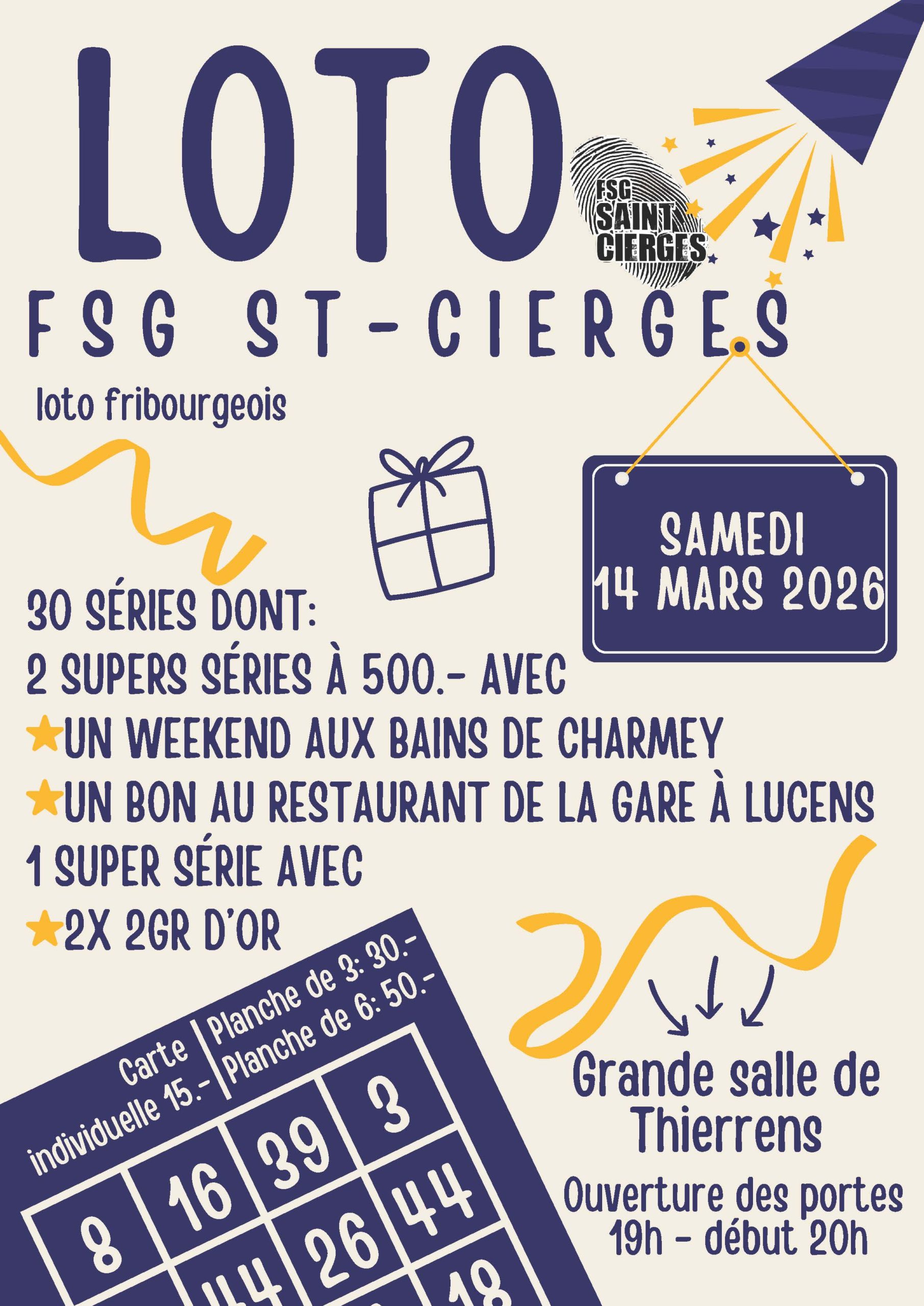 Soirée loto FSG St-Cierges